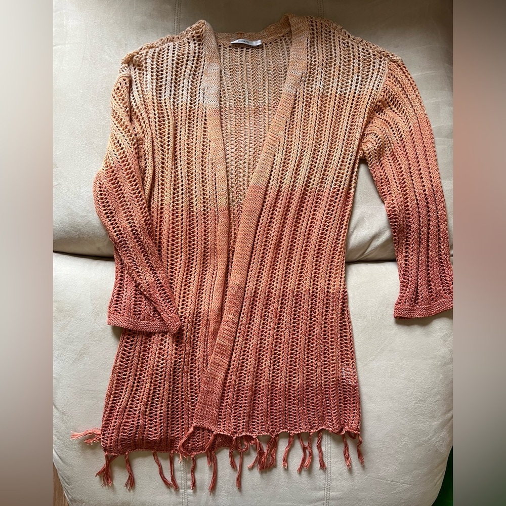 Rust Tonal Knit Bathing Suit Cover/Cardigan L